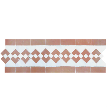 Mosaic House Moroccan tile Sarout S 26-21 Polar White Pink  zellige, mosaic, zellij, border, glaze, traditional, classic 